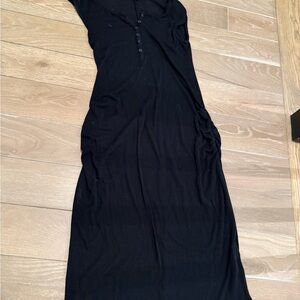 Old Navy Black Midi Maternity Dress with Button Front